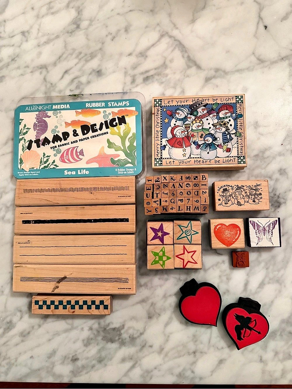 Assorted rubber stamps